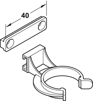 Tischbeschläge & Rollen - Sockelblendenclip für Häfele AXILO™ 78 | Breite: 34 mm | Farbe: weiß