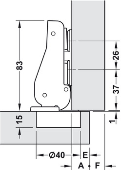 Scharniere - Spezialscharnier für Türen bis 900 mm Türbreite | Anschlag: Mittelanschlag | Öffnungswinkel: 95°