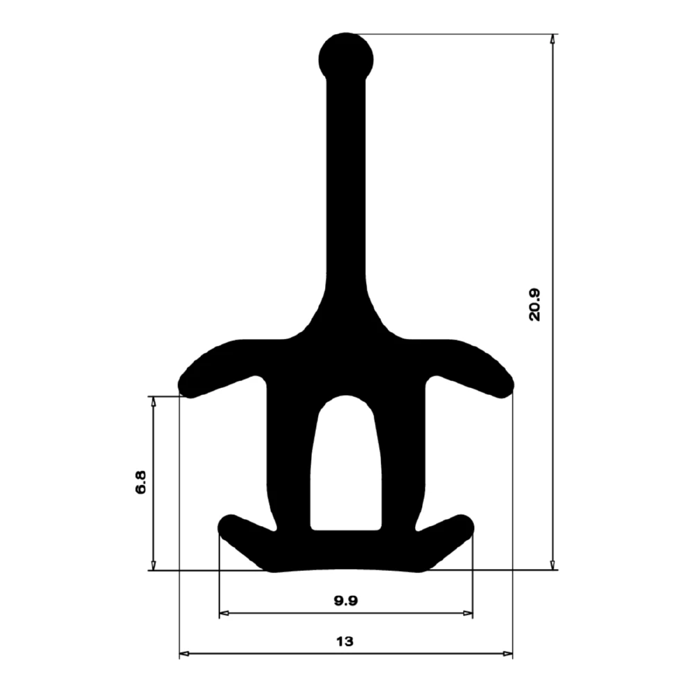 Mitteldichtung für Metall- und Alufenster | 22 mm Höhe | Farbe: schwarz