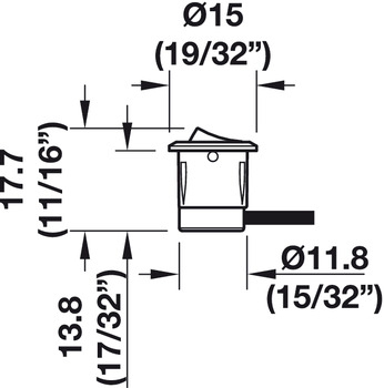 Beleuchtung - Wippschalter für Häfele Loox | Kabellänge: 2000 mm | Farbe: schwarz