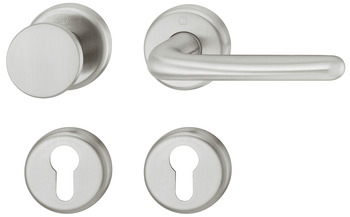 Türdrücker - Türdrücker-Garnitur mit Profilzylinder | Hoppe Cardiff E1850Z/17KV/17KVS | Farbe: silber