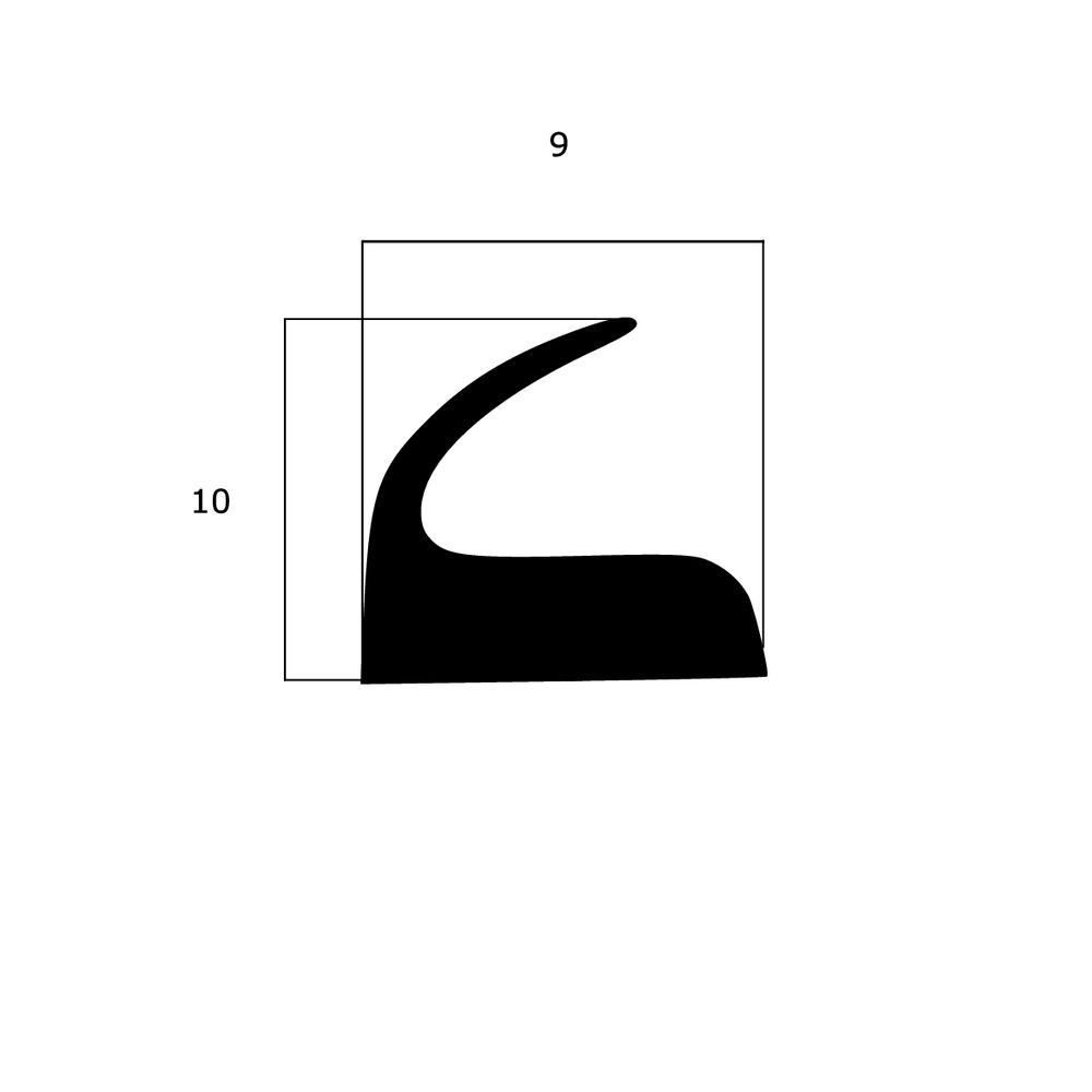 Lippendichtungen - Anschlagdichtung mit Lippe und glattem Fuß | 9 mm Breite | Farbe: schwarz