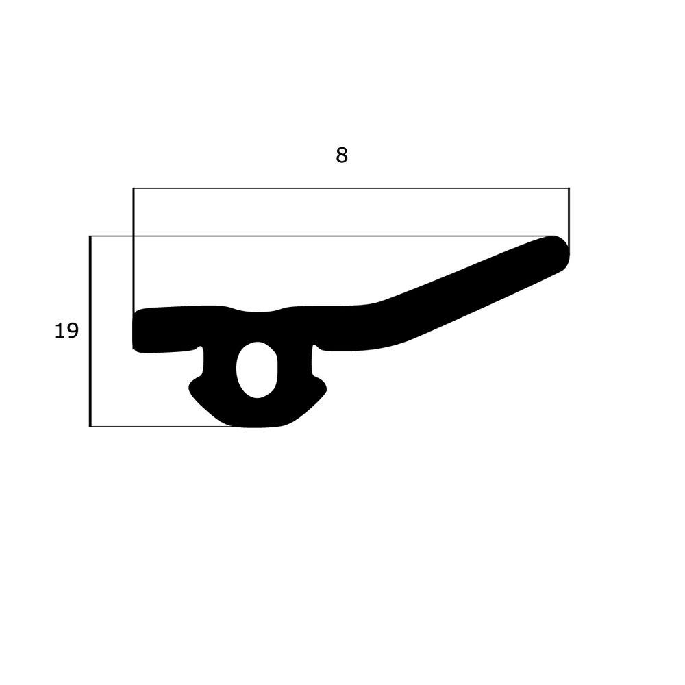 Türrahmen Dichtung - Anschlagdichtung für seitlichen Anschlag | 8 mm Höhe | Farbe: schwarz 