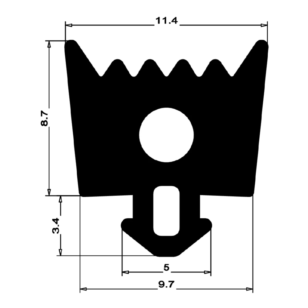 Verglasungsdichtung für Fenster | 12 mm Höhe | Farbe: schwarz