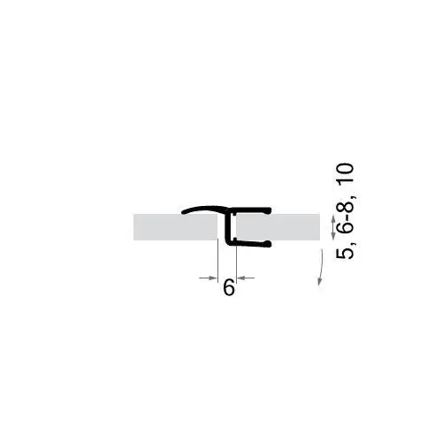 Senkrecht - Dusch-Mitteldichtprofil mit gebogener Lippe | 6 - 8 mm Glasstärke | Farbe: transparent