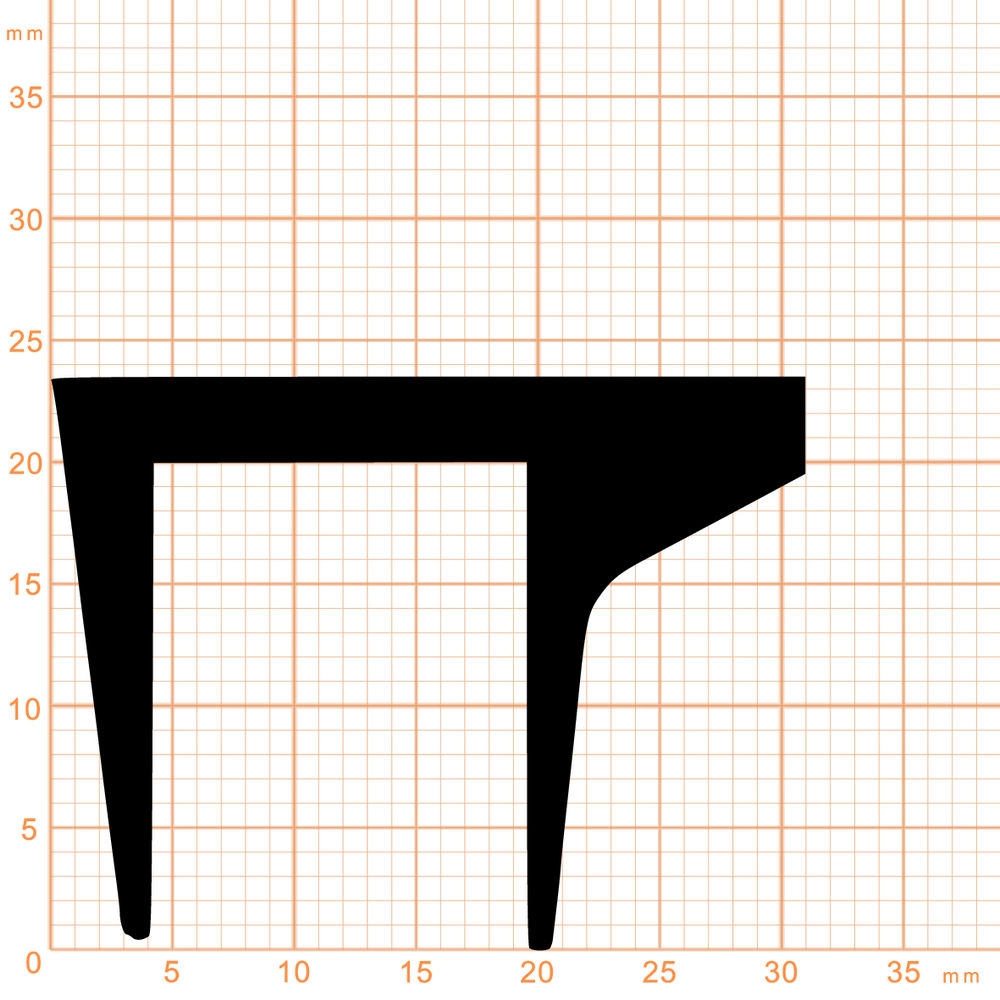 EPDM Dichtungen - Kühlschrankdichtung Meterware | Höhe: 23,5 mm | Farbe: schwarz