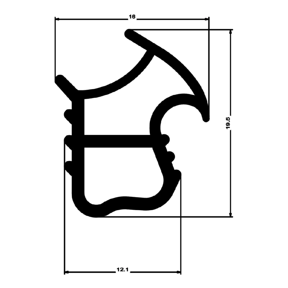 Stahlzargendichtung für senkrechte Nut | 16 mm Breite | Farbe: beige