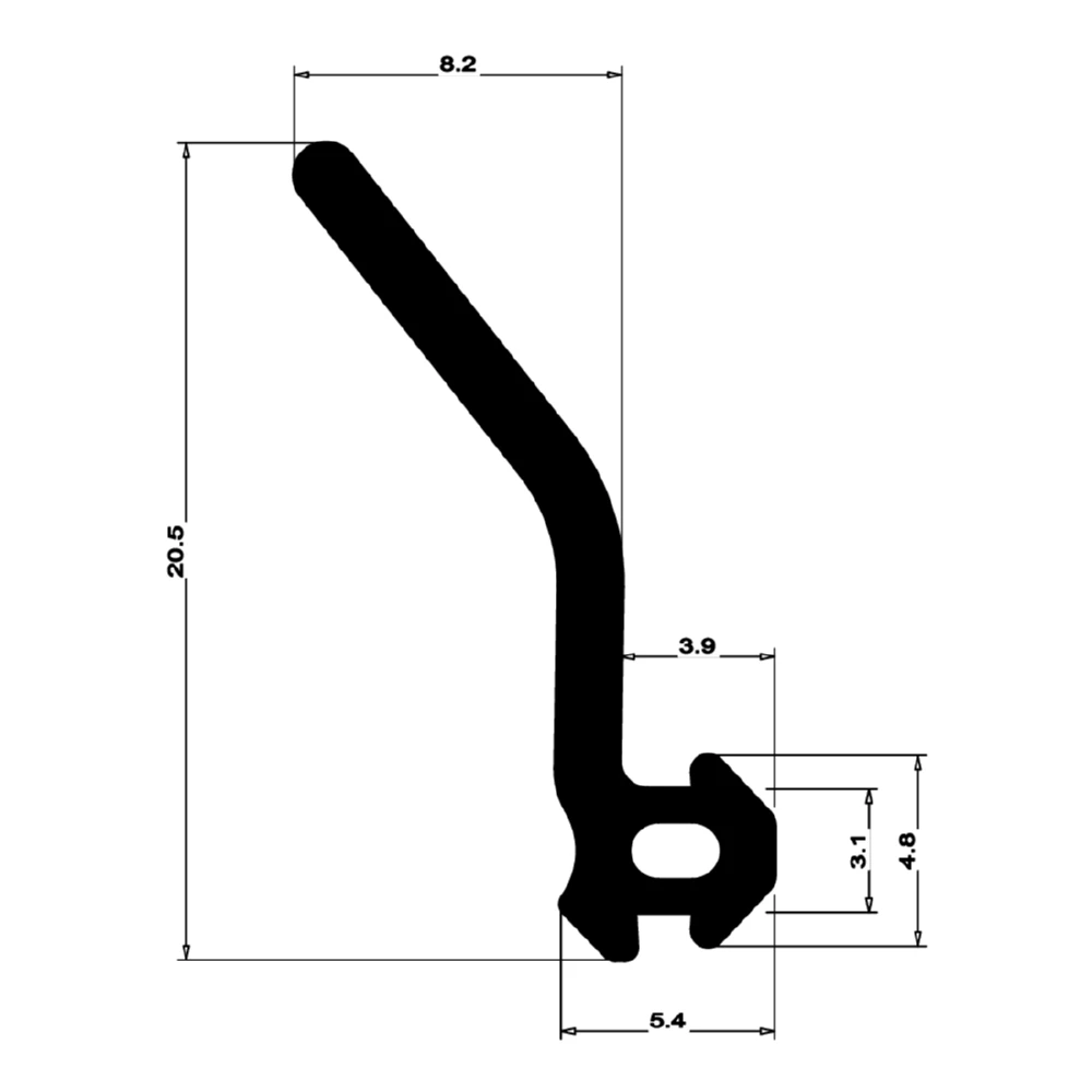 Anschlagdichtung für seitlichen Anschlag | 19,5 mm Höhe | Farbe: grau