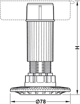 Tischbeschläge & Rollen - Rohr mit Einschraubgleiter von Häfele | Modell: AXILO™ 78  | Bauhöhe: 200 mm