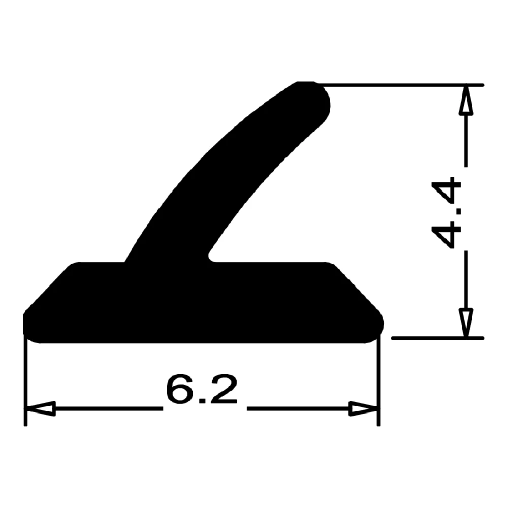 Anschlagdichtung mit Lippe und glattem Fuß | 7 mm Breite | Farbe: schwarz