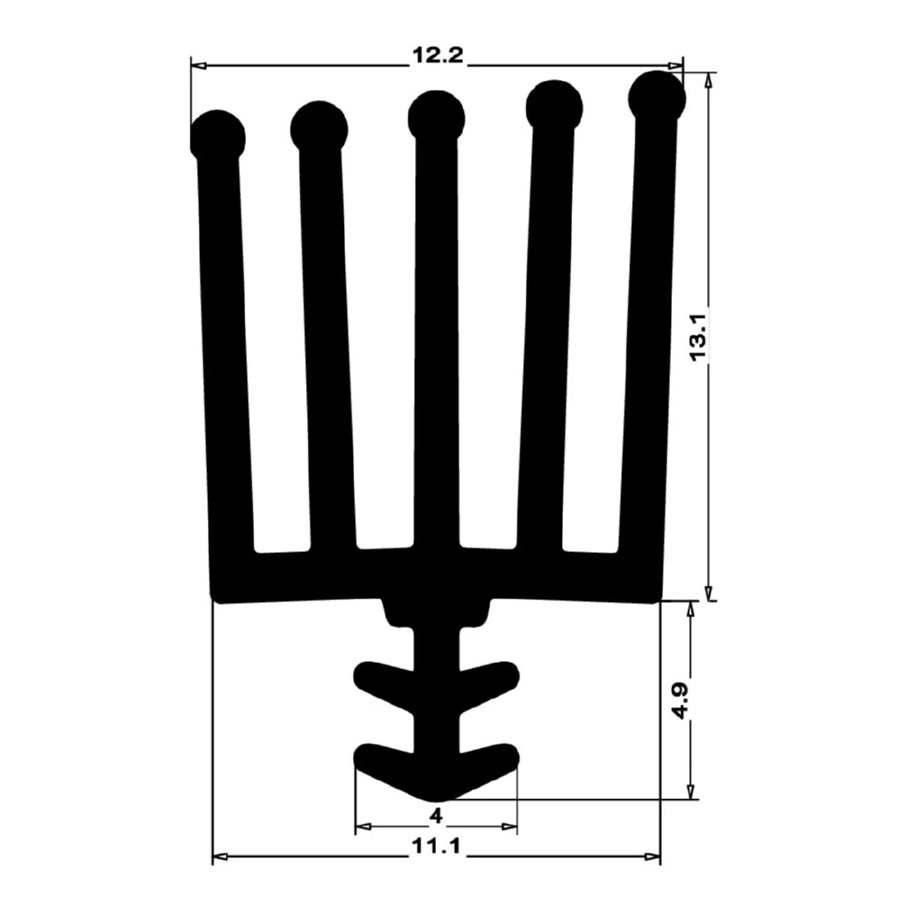 Boden-Auflaufdichtung für Türen | Höhe: 19 mm | Farbe: schwarz