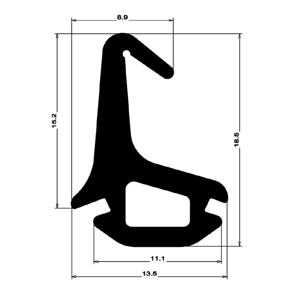 Mitteldichtung für Reynolds Kunststofffenster | 19 mm Höhe | Farbe: schwarz