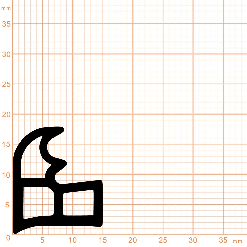 Türrahmen Dichtung - Stahlzargendichtung für hinterschnittene Nut | 18 mm Höhe | Farbe: schwarz