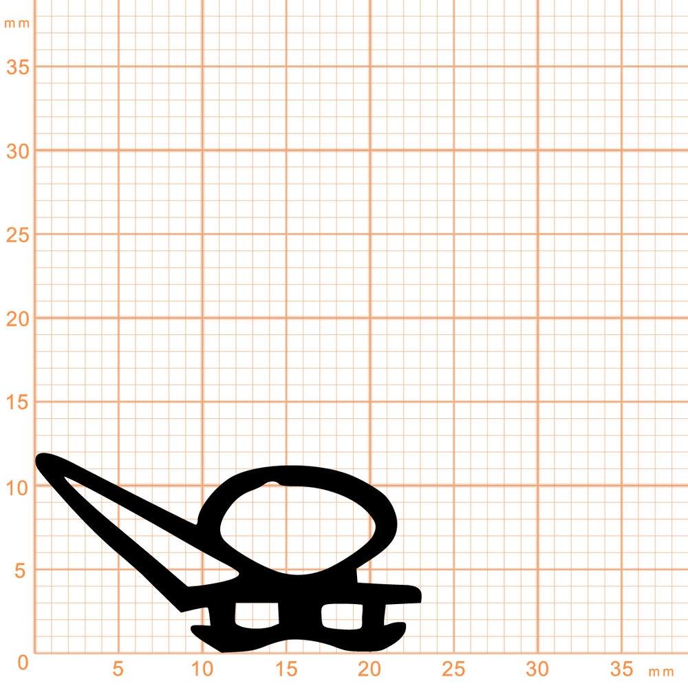 Türrahmen Dichtung - Stahlzargendichtung für Metallzargen | 12 mm Höhe | Farbe: schwarz