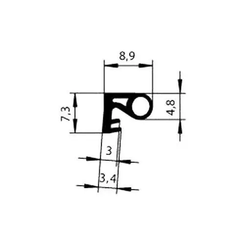 Überschlagdichtung für Holzfenster | Höhe: 7,3 mm | Farbe: schwarz