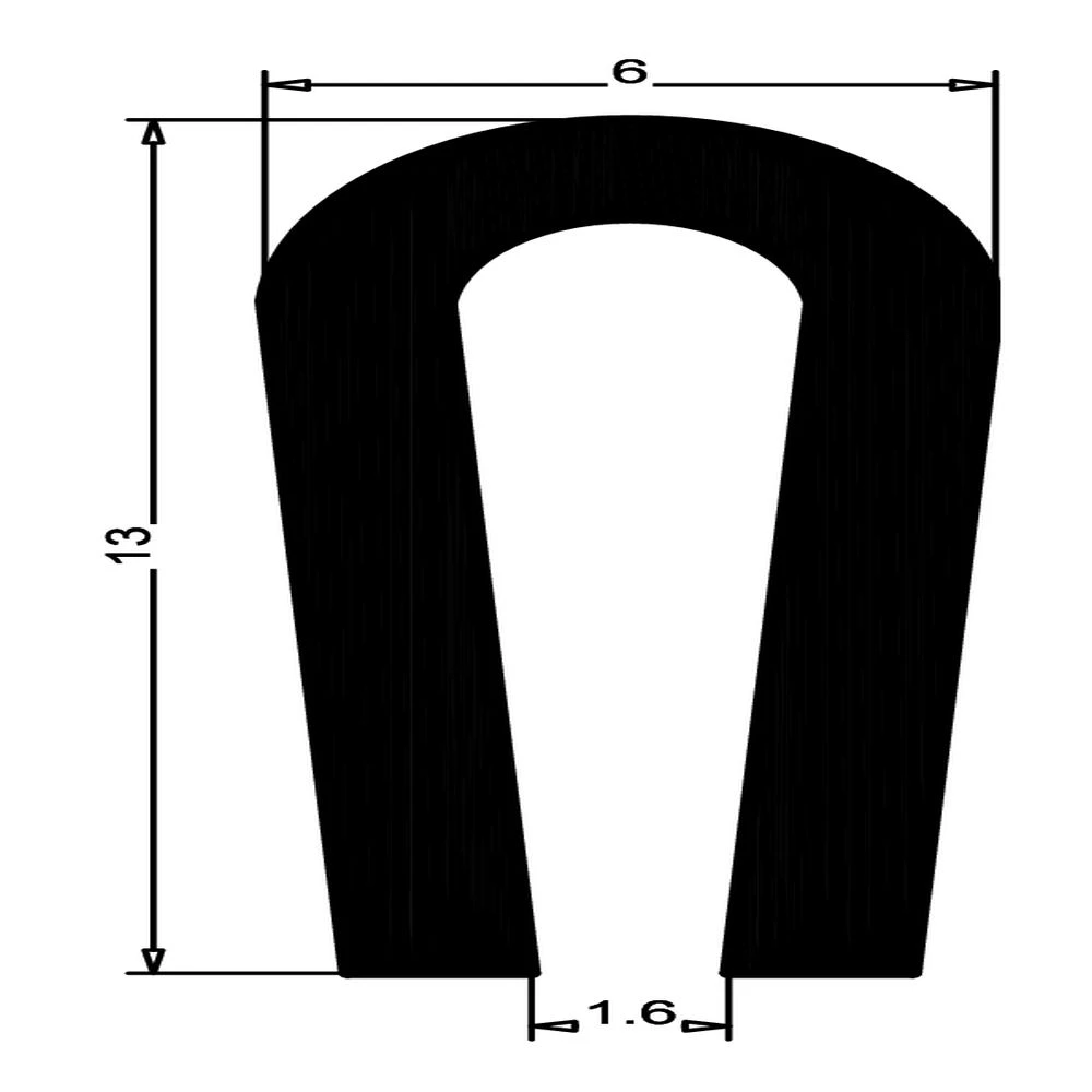 Kantenschutzprofil | Höhe: 13 mm | Farbe: schwarz