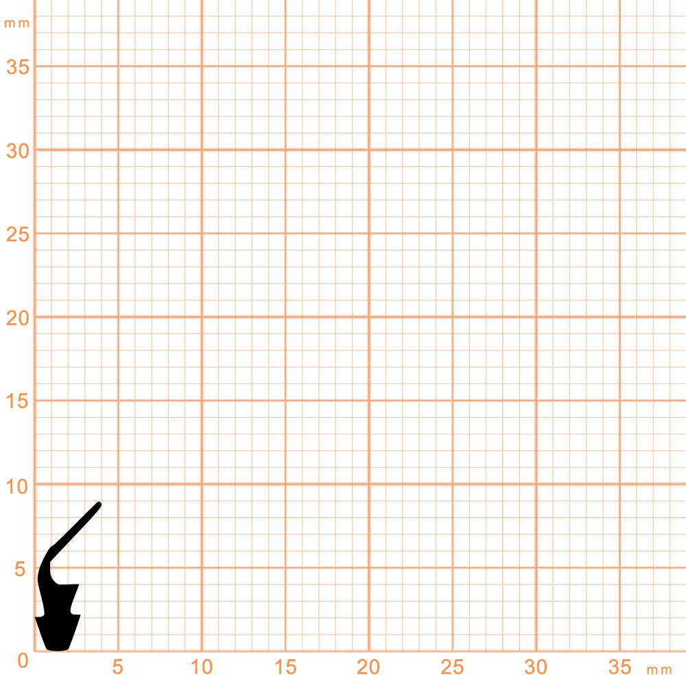 Lippendichtungen - Anschlagdichtung mit Lippe und profiliertem Fuß | 9 mm Höhe | Farbe: schwarz 