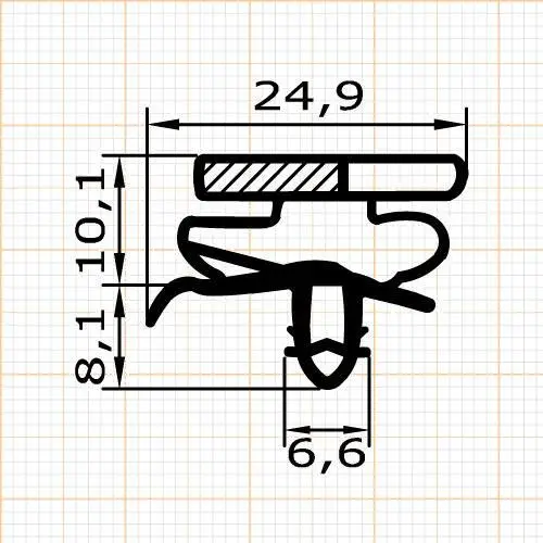 Kühlschrankdichtungen - Kühlschrankdichtungsrahmen | Höhe: 18,2 mm | Farbe: grau