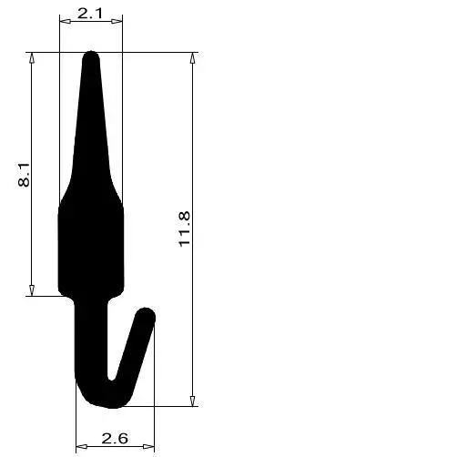 Anschlagdichtung mit Lippe und profiliertem Fuß | 11,8 mm Höhe | Farbe: schwarz 