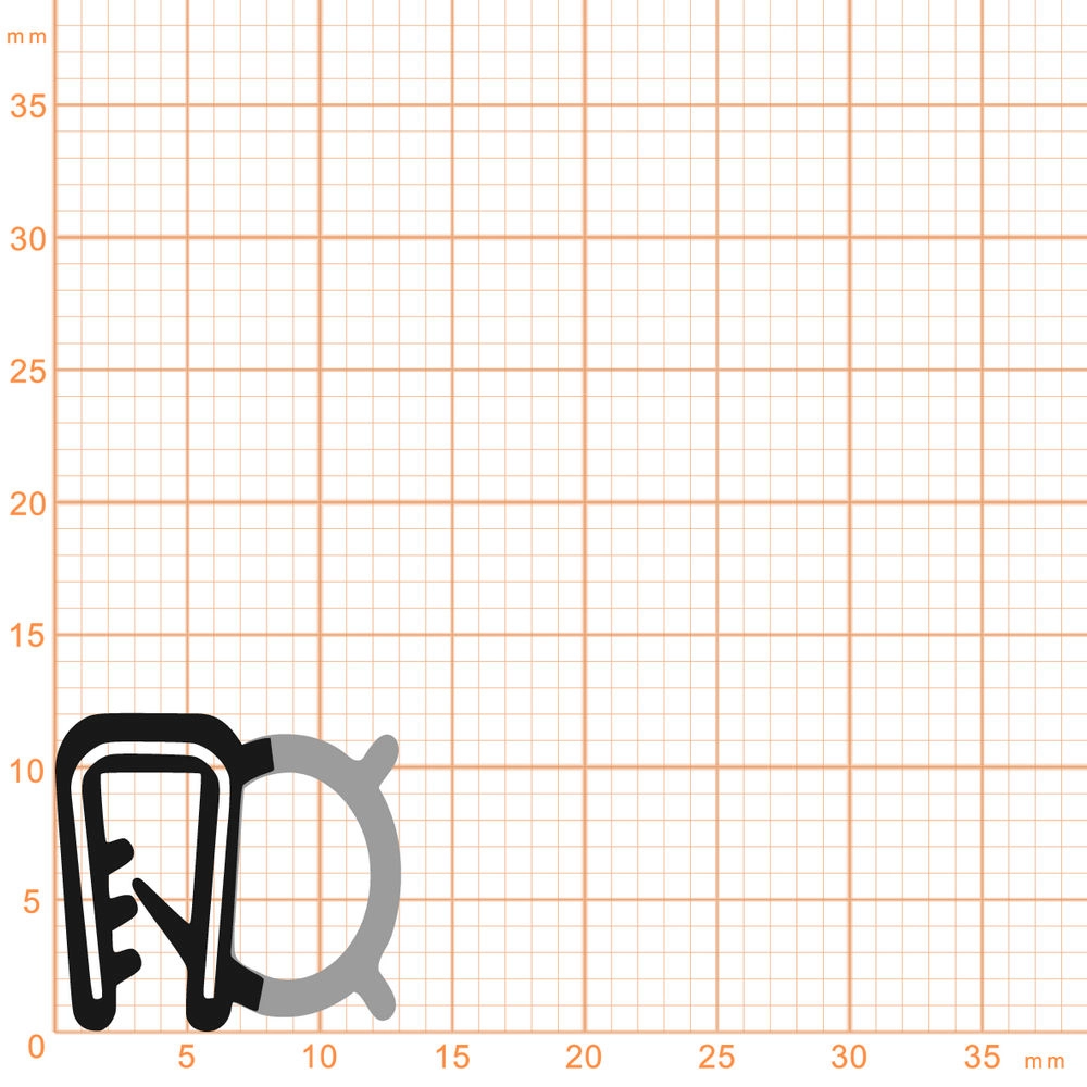 Kantenschutz Dichtprofile - Kantenschutzprofil | Klemmbereich: 2 mm | Farbe: schwarz