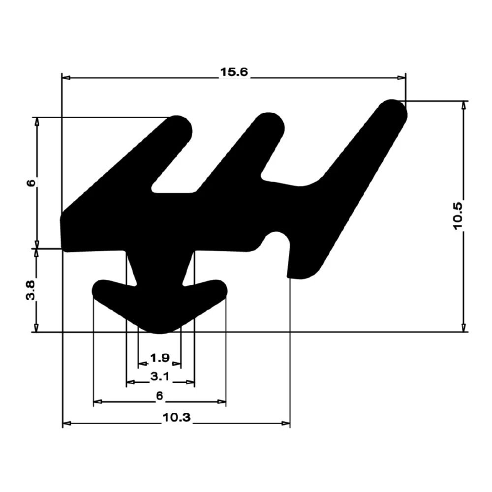 Verglasungsdichtung für Fenster | 12 mm Höhe | Farbe: schwarz