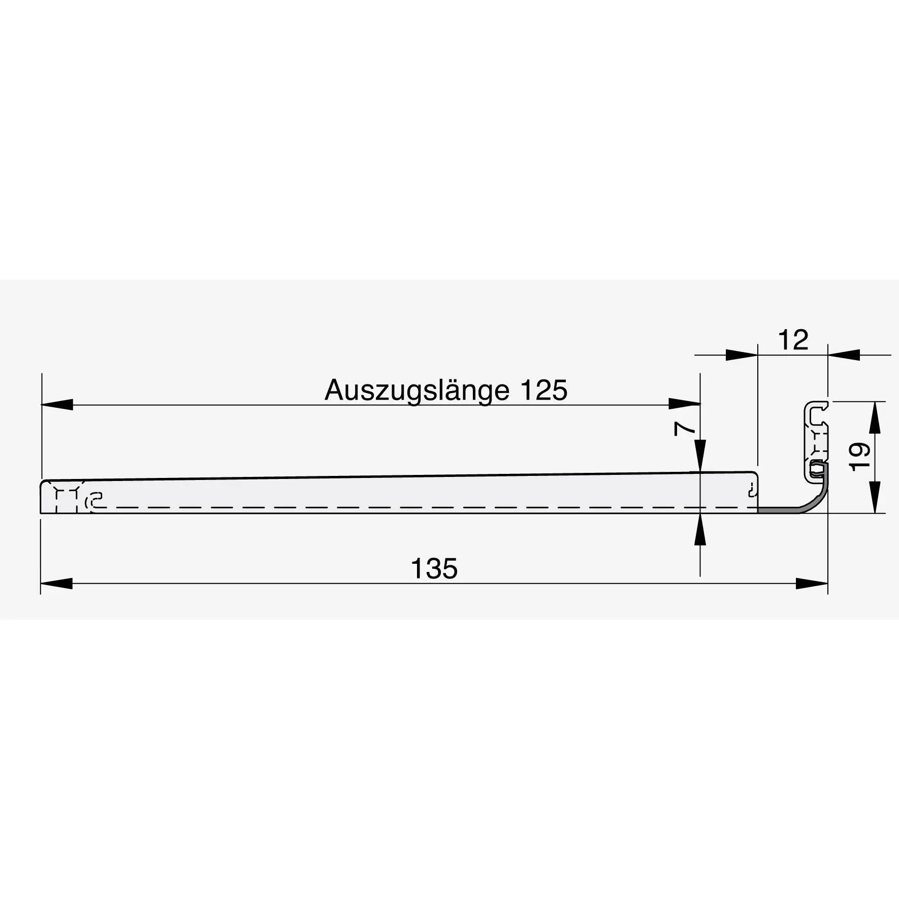 Fingerschutzprofile - Fingerschutz für Nebenschliesskanten | Auszugslänge: 125 mm | Farbe: silber
