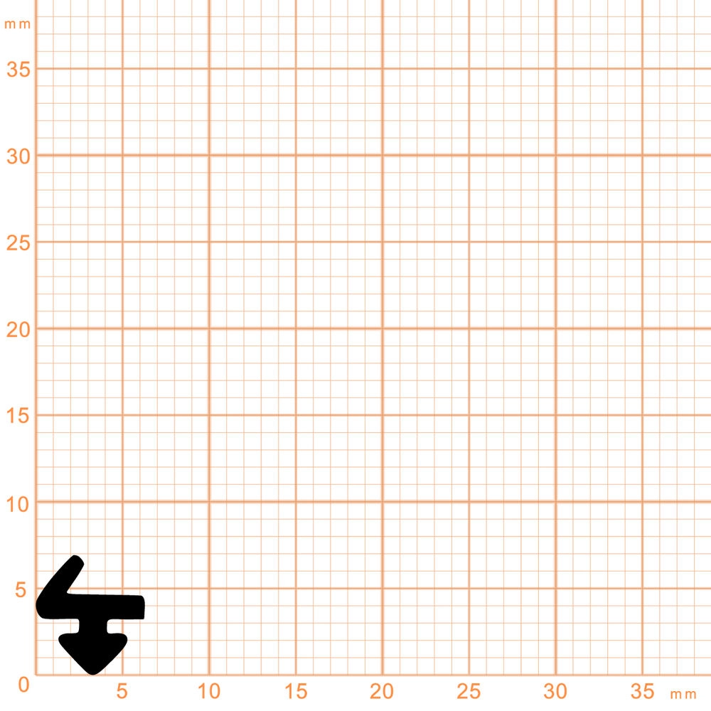 Lippendichtungen - Anschlagdichtung mit Lippe und profiliertem Fuß | 7 mm Höhe | Farbe: schwarz 