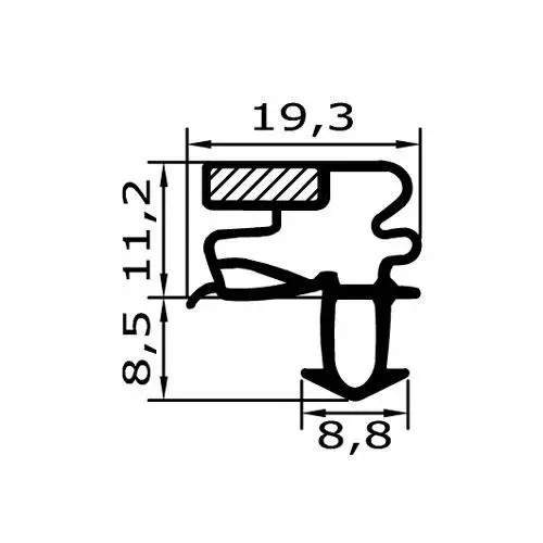 Kühlschrankdichtungen - Kühlschrankdichtungsrahmen | Höhe: 19,7 mm | Farbe: grau