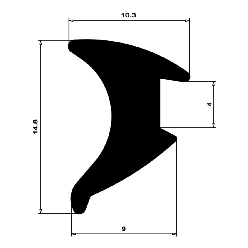 Verglasungsdichtung für Fenster | 15 mm Höhe | Farbe: schwarz