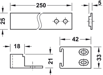 Scharniere - Schleppscharnier für Einbaukühlschränke hinter Möbeltüren schwarz-weiß