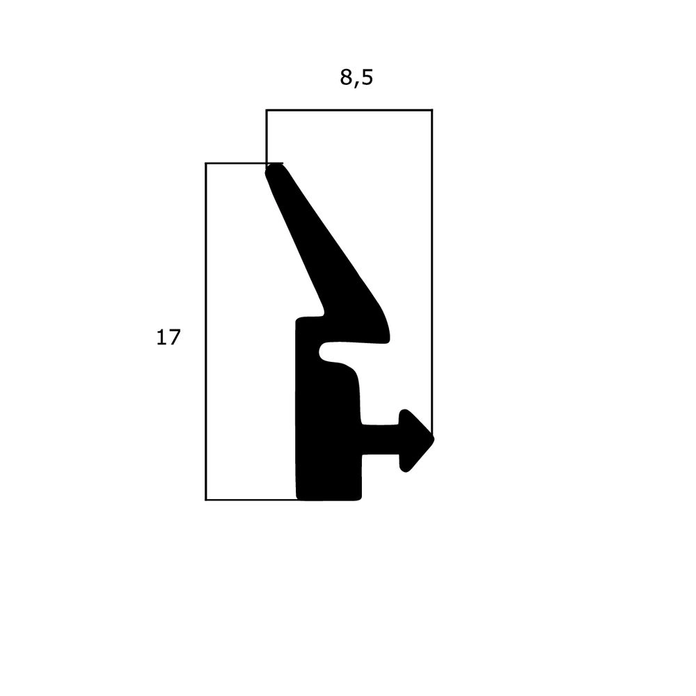 Türrahmen Dichtung - Anschlagdichtung für seitlichen Anschlag | 17 mm Höhe | Farbe: schwarz 