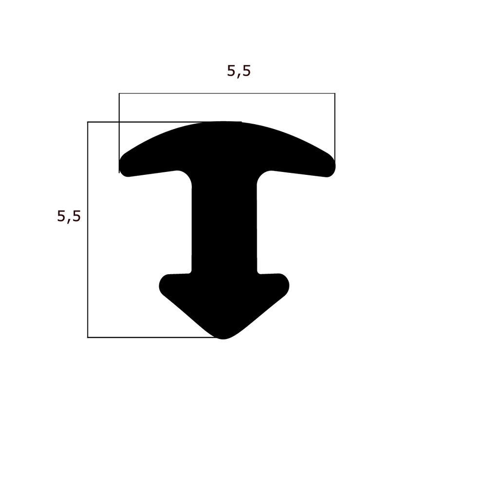 Treppenstufenprofile - Treppenstufendichtung | Breite: 5,5 mm | Farbe: schwarz