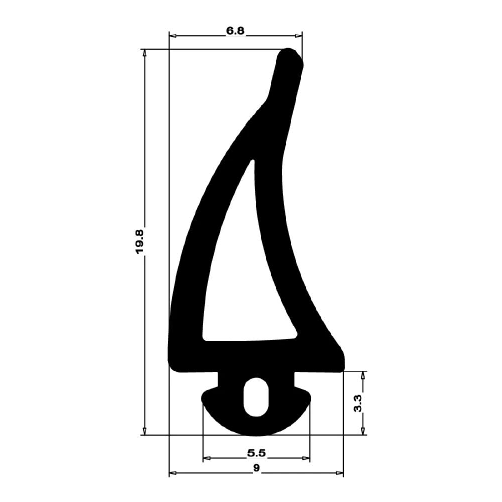 Mitteldichtung für Metallfenster | 18 mm Höhe | Farbe: schwarz