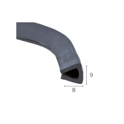 Verglasungsgummi mit Kragen - U-Profil für Fahrzeuge | Höhe: 9 mm | Farbe: schwarz