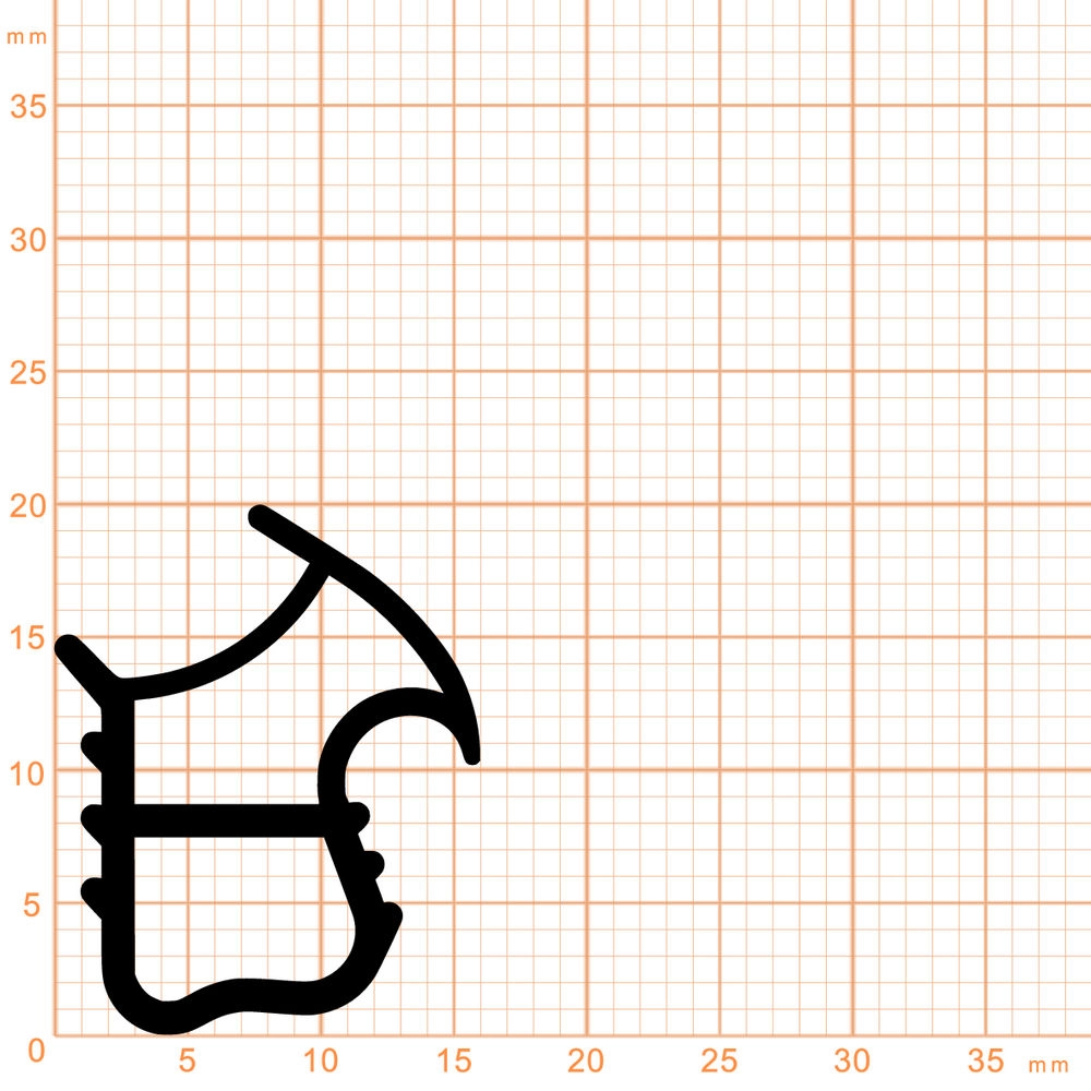 Türrahmen Dichtung - Stahlzargendichtung für senkrechte Nut | 20 mm Höhe | Farbe: schwarz
