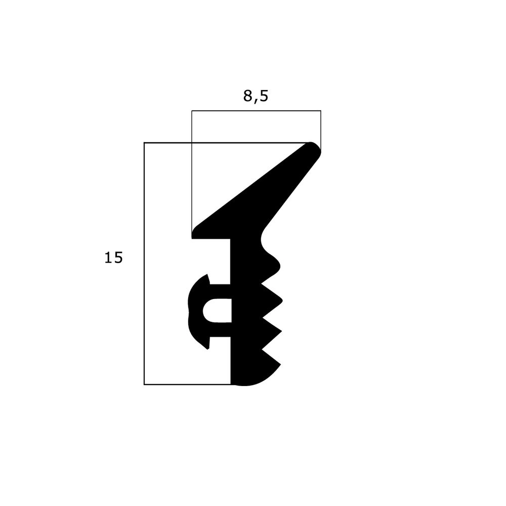 Verglasungsdichtung - Verglasungsdichtung für Kawneer Fenster | 8,5 mm Breite | Farbe: schwarz