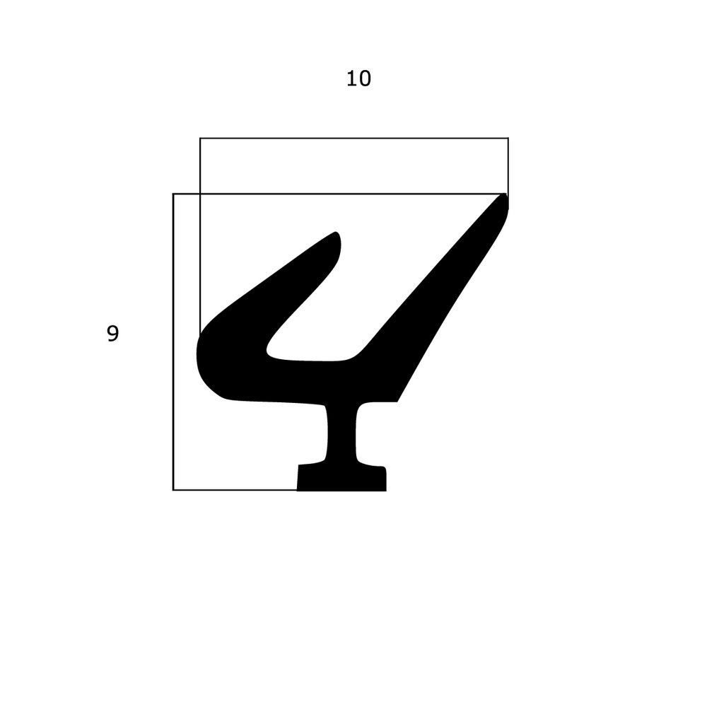 Lippendichtungen - Anschlagdichtung mit Lippe und profiliertem Fuß | 9 mm Höhe | Farbe: schwarz
