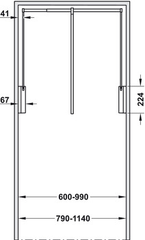Garderobenlift  für Schränke | Ausführung: mit integrierter Dämpfung  | Breite: 560 - 950 mm