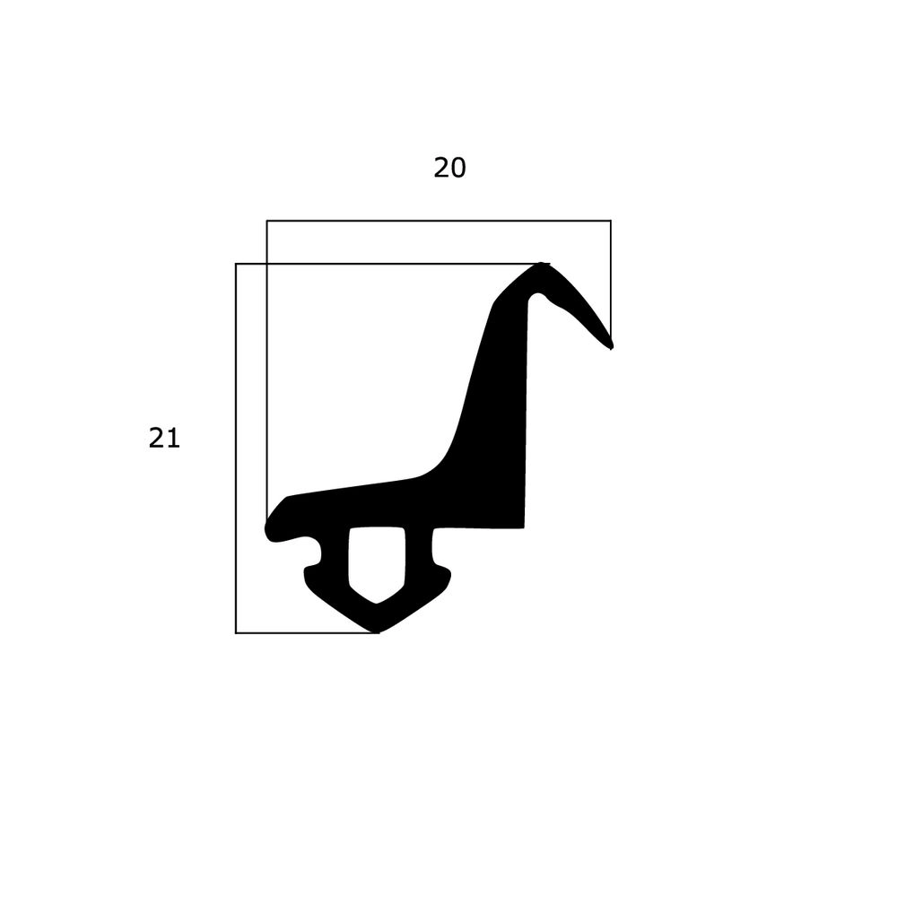 Mitteldichtungen - Mitteldichtung für Metallfenster | 21 mm Höhe | Farbe: schwarz