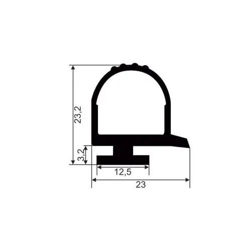 Kühlschrankdichtungsrahmen | 23,2 mm Höhe | Farbe: schwarz