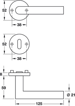 Türdrücker - Türdrücker-Garnitur für WC/Badezimmer | Hoppe Amsterdam E1400Z/42KV/42KVS | Farbe: silber