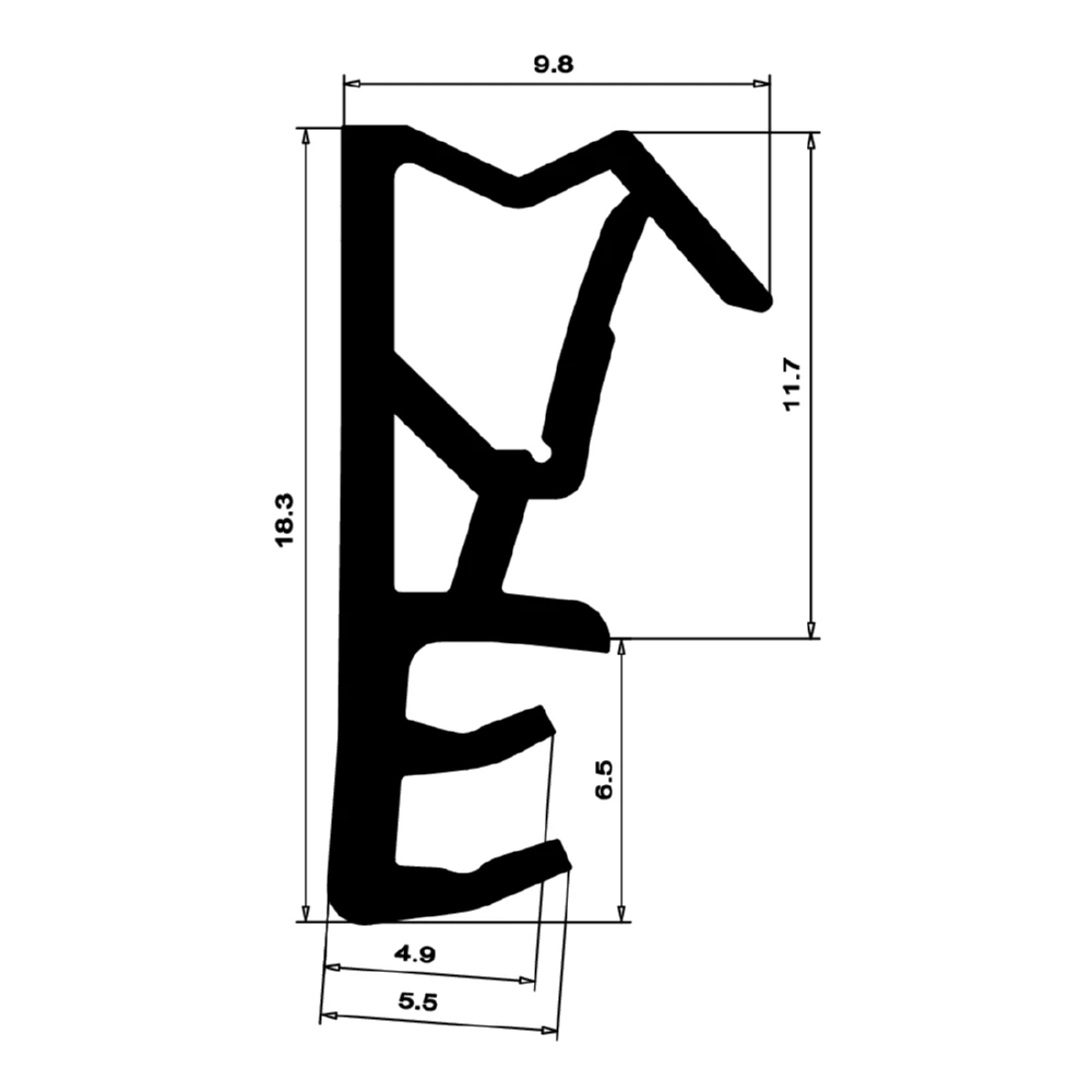 Flügelfalzdichtung für Holzelemente | 12 mm Falzhöhe | Farbe: grau