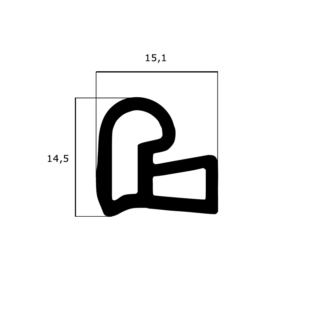 Türrahmen Dichtung - Stahlzargendichtung für Stahlrahmen | 15,1 mm Breite | Farbe: grau