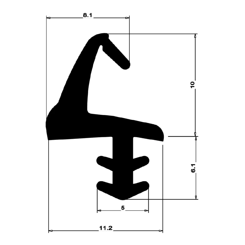 Mitteldichtung für Metall- oder Alufenster | 17 mm Höhe | Farbe: schwarz