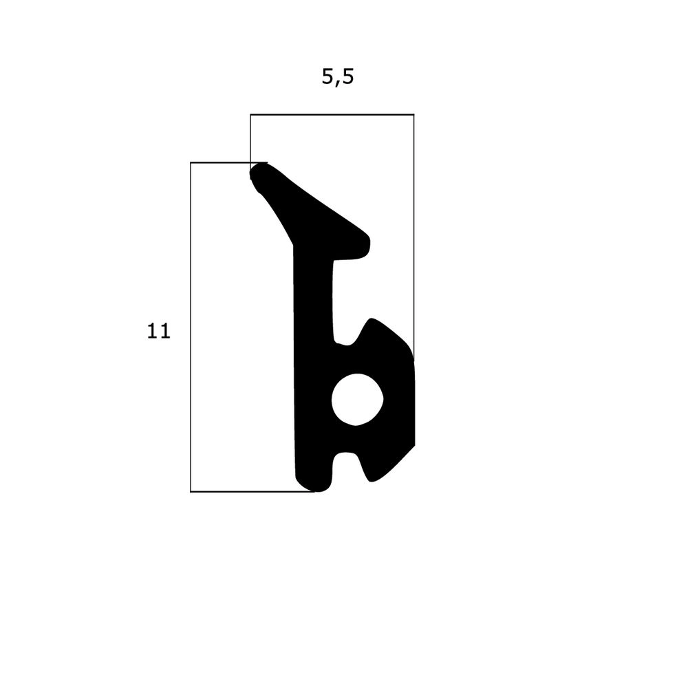 Türrahmen Dichtung - Anschlagdichtung für seitlichen Anschlag | 11 mm Höhe | Farbe: schwarz 