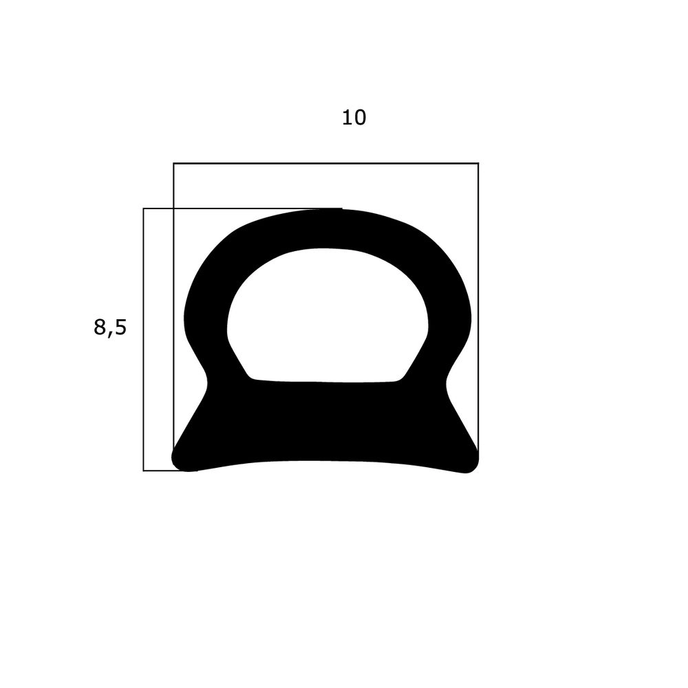 Lippendichtungen - Anschlagdichtung mit Schlauch für Fenster | 10 mm Breite | Farbe: schwarz