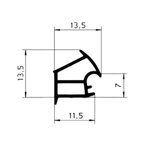 Stahlzargendichtung für Novoferm C 205 | 13,5 mm Höhe | Farbe: schwarz