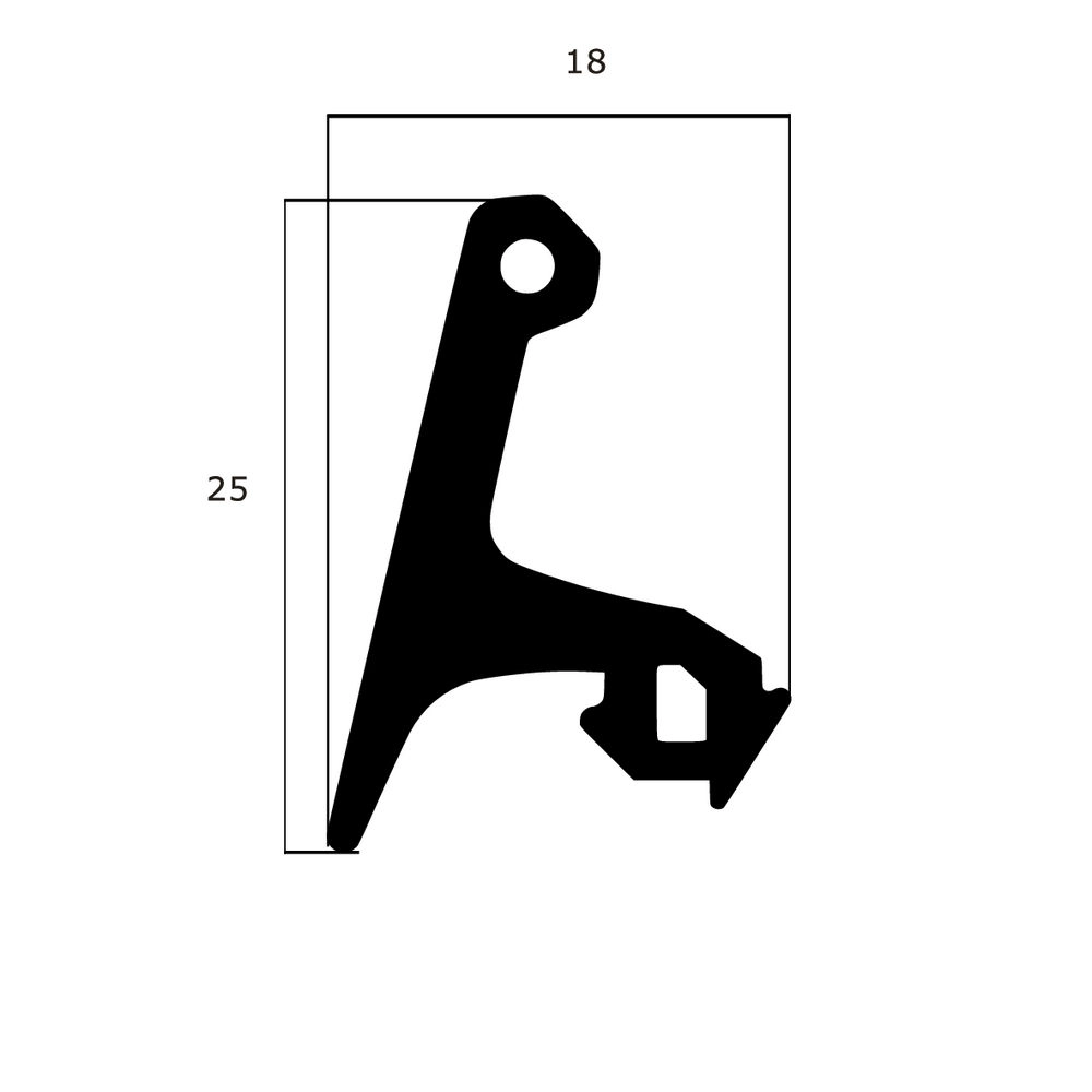 Türrahmen Dichtung - Mitteldichtung für Fenster | Höhe: 25 mm | Farbe: schwarz