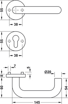Türdrücker-Garnitur mit Buntbart | Modell: Startec PDH3102  | Ausführung: DIN links und rechts