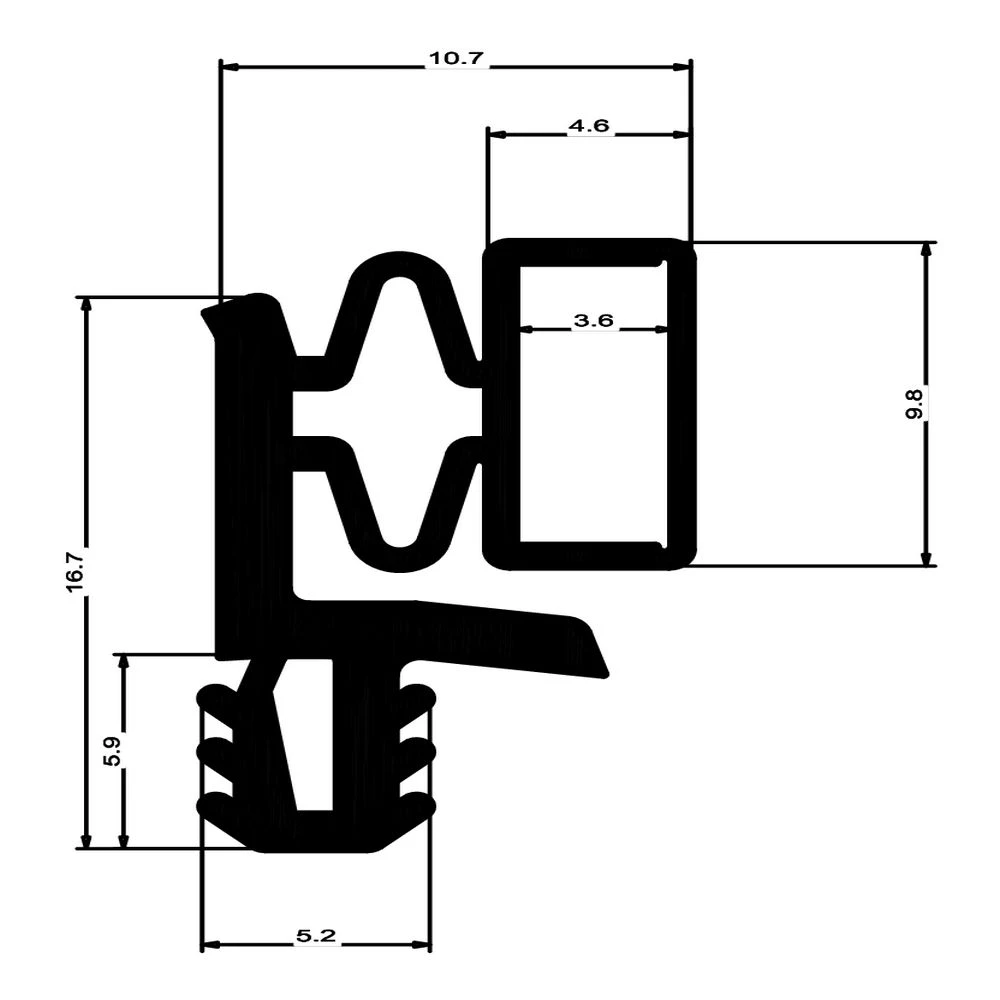Magnetische Türdichtung für Metalltüren | Höhe: 20 mm | Farbe: schwarz